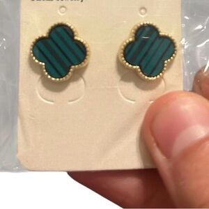 Teal and Gold Earrings